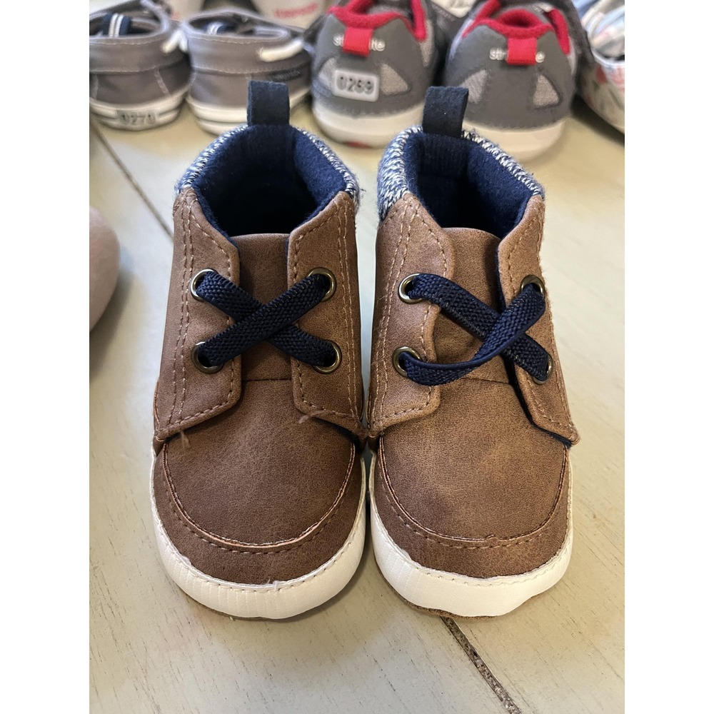 Rising Star Baby Boys Brown Faux Suede Sneakers Crib Shoes 3-6 Months 264